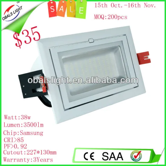 SALE! Adjustable 38W led rectangular ceiling light&downlight with SAA approved