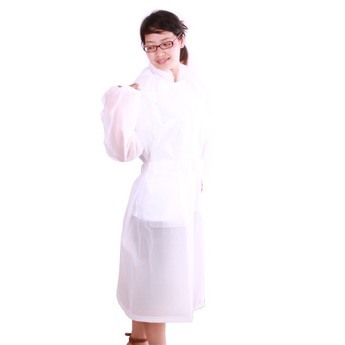 ladies long white EVA Raincoat