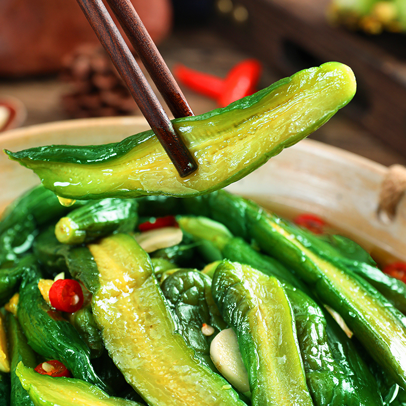 Sweet and sour baby cucumbers