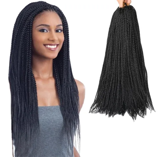 Protective Style Thick 3X Box Braids Pre Loop Crochet Braiding Hair Extension 14inch 18inch 22inch Medium braids