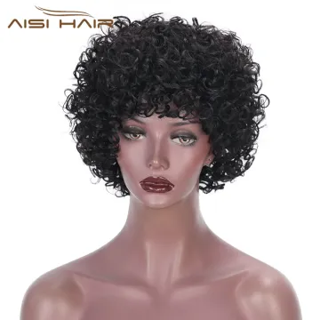 Aisi Hair Short Brazilian Human Hair Wigs Natural Black Machine Made Afro Curly Human Hair Wigs For Black Women