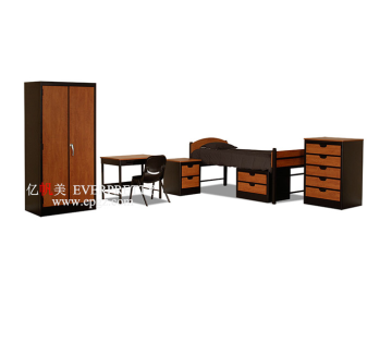 Hostel Dormitory Metal Bed  with Wardrobe Sets Teens Apartment Steel Bunk Bed with Drawer