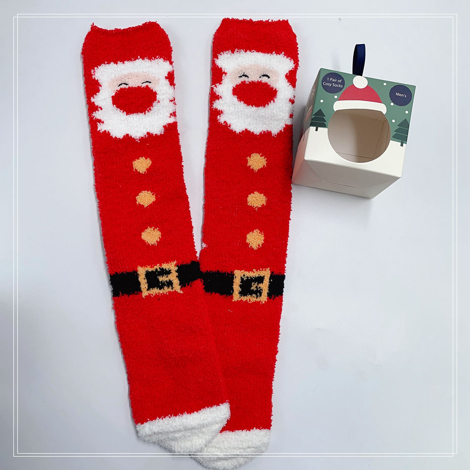 Customized mens xmas fuzzy socks