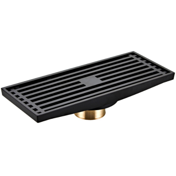 OEM Matte Black Brass Square Shower Floor Drain with Odor-Proof Pop-Up T-Shape - 20 cm