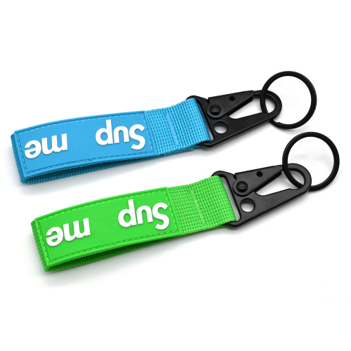 Anti-Loss PVC Patch Nylon Keychains Wrist Strap