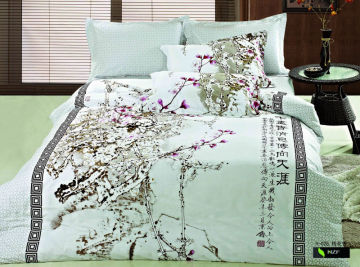 Beatiful and Elegant Chinese Style printed Duvet Cover Set, Oriental Style ink printed flower bedding set