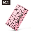 Geometrische PU-Leder Pfirsichfarbe Clutch Party Geldbörse