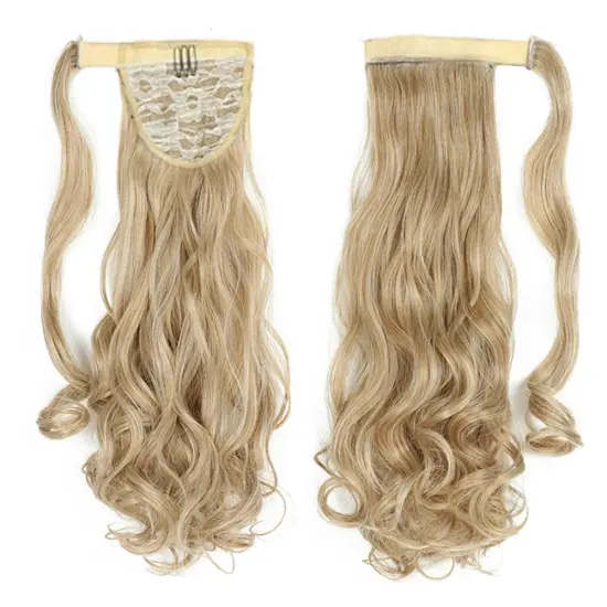 Wholesale Natural Color 20 Inch Chorliss Messy Curly Wrap Around Blonde Ponytails Afro Kinky Synthetic Ponytail Hair Extensions