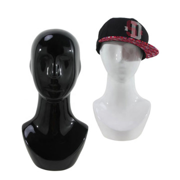 Hot Sale Black and White Wig No Eyes Fiberglass Male Head Mannequin for Display