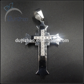 stainless steel cross pendent jewelry with crystal stone pendent