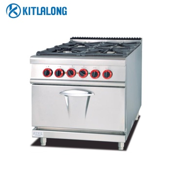 Kitlalong kommersiellt rostfritt stål 4-brännare Electric Oven Gas Range