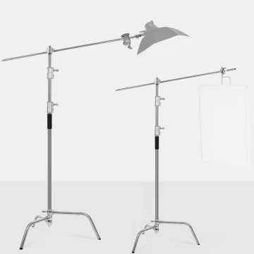 Outlet d'usine 3,3m Photographie C-stand: Trépied de la jambe magique en acier inoxydable lourd avec barre et tête de poignée