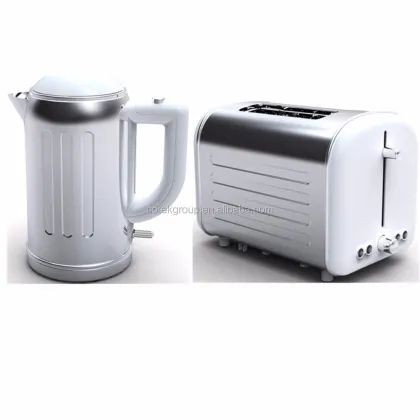 White Kitchen Appliances: Electric Kettle & Toaster
