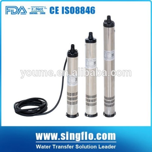 singflo 10m3/h IP68( head 10~100m )10~22v dc solar water pump/solar deep well pump for renewable energy projects