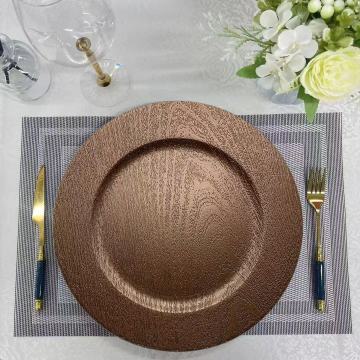 Vintage Gold Brown Plastic Round Charger Plates for Weddings and Events