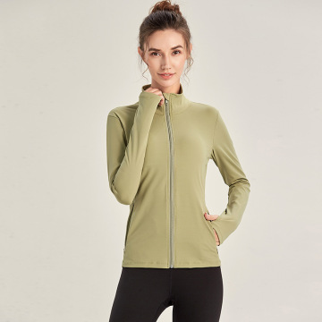 Top da running da donna con zip integrale e pollice