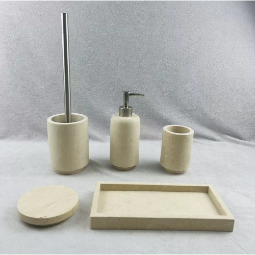 Menes Gold marble bathroom accessory set