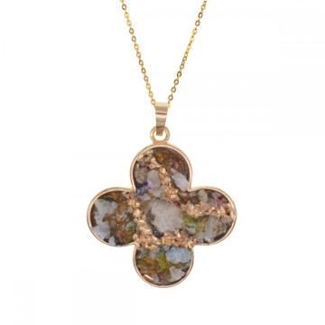 Natural Drusy Crystal Gemstone Women Pendant Necklace