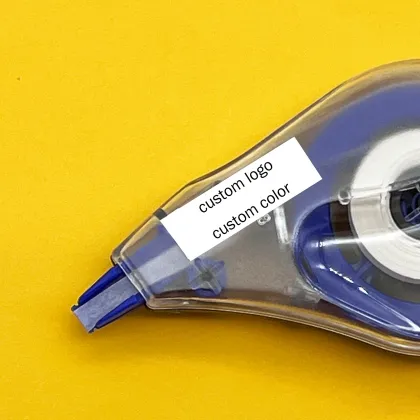 China Factory Custom Printed Mute Correction Tape Roller Plastic Blue Colored Whiteout Tape