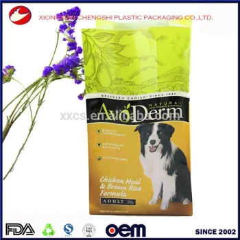 custom printed side gusset Plastic pet food bag with handle hole