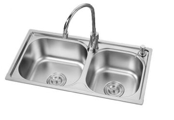 Ss201 Material 680*380*210mm Double -Bowl Kitchen Sink