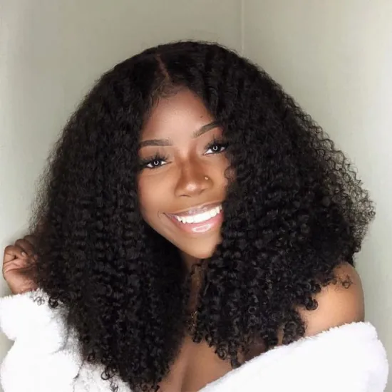 Vigorous Hot Sale Black Kinky Curly Lace Frontal Daily Party High Temperature Fiber Wig Synthetic Hair