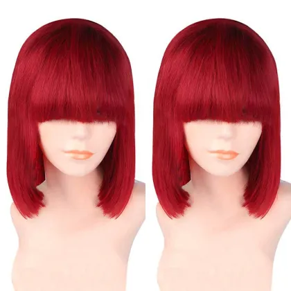 Wholesale 10A 100% human hair wigs red colored short bob wig straight bob human hair bob wigs lace front