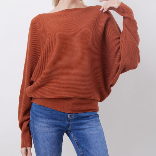 Batwing -Ärmel übergroßer Pullover Top