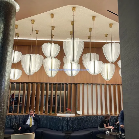 75-Watt 12-Light LED Pendant Chandelier with Acrylic Panel for Hotel Lobbies