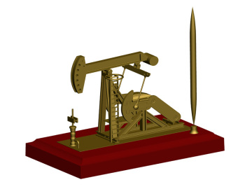 Zinc Alloy & Wood Oilfiled Pumping Unit Model with Pen Holder