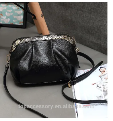 Gold Rose Pattern 100% Genuine Cowhide Leather Lady Crossbody Bag