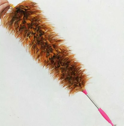 75CM Long Natural Rooster Chicken Feather Duster with Wooden Handle