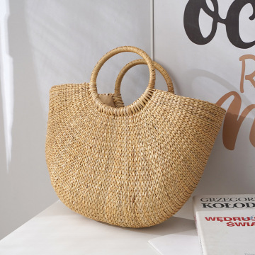 2021 half round straw beach shell lady bag