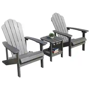 Folding Garden Black Modern Composite HDPE Adirondack Chairs