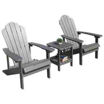 Folding Garden Black Modern Composite HDPE Adirondack Chairs