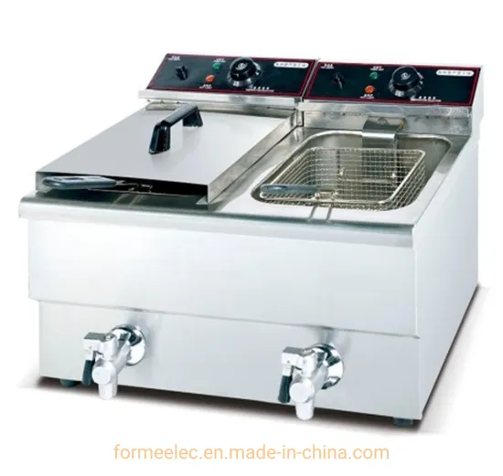 Kitchen Equipment Desktop Electric 2-Tank Fryer 2-Basket 6.5kw 16L Electric Fryer