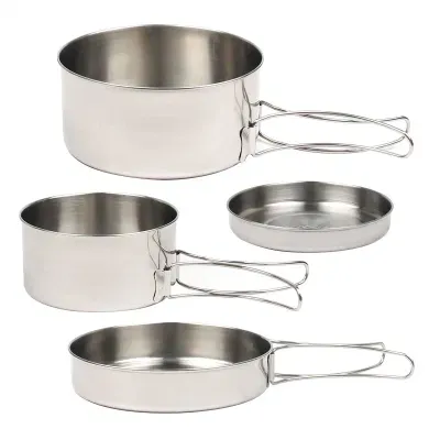 Promotion Frying Pan Lightweight Backpacking Stainless Steel Picnic Hiking Camping Cookware Set