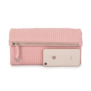 Vertical Stitch Stripes Plain Fashion Women Clutch Bag