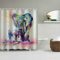 Elefante cortina de chuveiro impermeável pintura poliéster decoração do banheiro