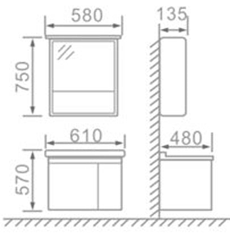 Modern Waterproof Hanging Cabinet with Shelf