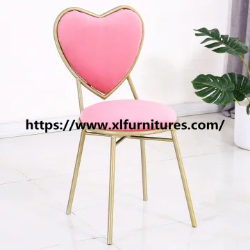 Heart-shaped golden leg dining chair