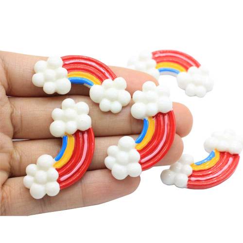 100pcs flache Rückseite bunte Wolke 7 * 23 * 45mm niedliche Harze Cabochon DIY Craft Decor Charms Kids Toy Decor Slime