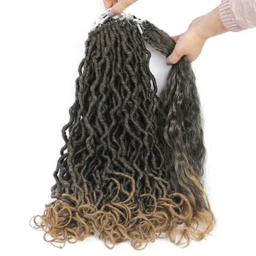 Crochet Hair 20inch Mermaid Faux Locs In Synthetic Hair Extension Ombre Faux Locs Pre-looped Braiding Hair For Afro Women