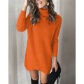 Frauen Rollkragenpullover Kleid