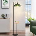 Green flower shade adjustable height shelf floor lamp