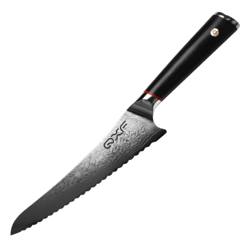 8 Inch Sharp High Carbon Damascus Steel Serrated Bread Knife - 67 Layer Damascus Steel