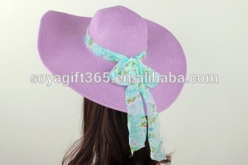 Colorful Summer Straw Sun Hat Beach Wide Brim Roll-up Floppy Cap