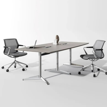 Long Metal Frame Conference Table for Small Office Rooms (4 People)