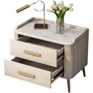 Nordic Luxury Hotel Metal Wooden Bedside Table with Drawer