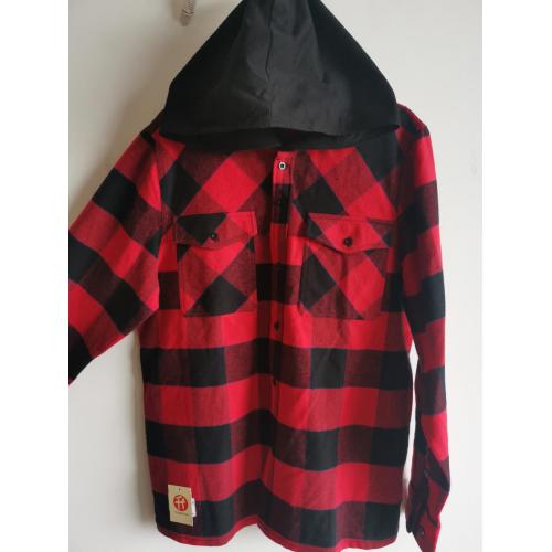 Men Causal Flannel Shirt With Hood